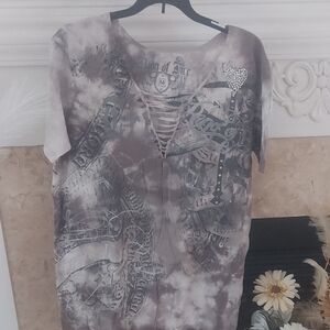 Graphic Lace-Up T-Shirt